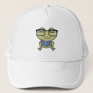 Frog as Student with Book Trucker Hat