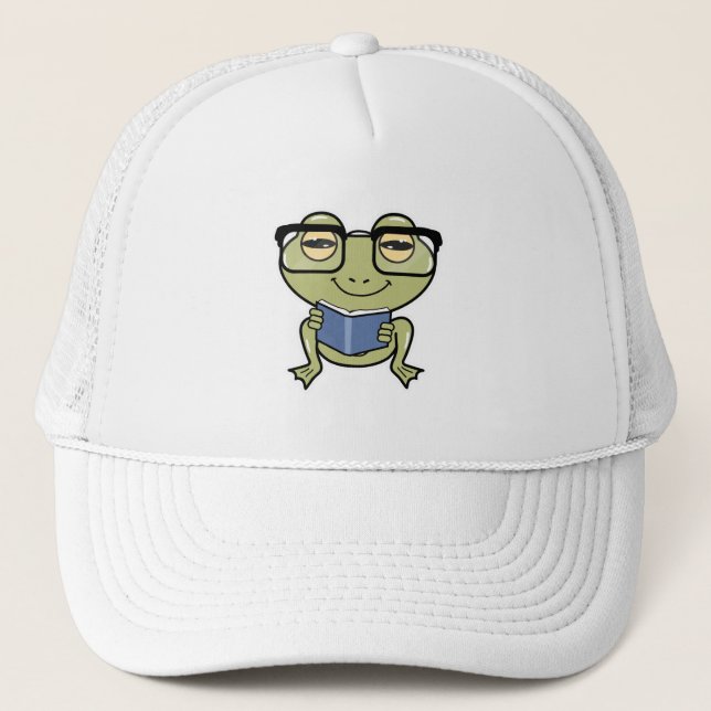 Frog as Student with Book Trucker Hat (Front)