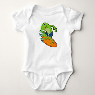 Frog as Surfer with Surfboard Baby Bodysuit