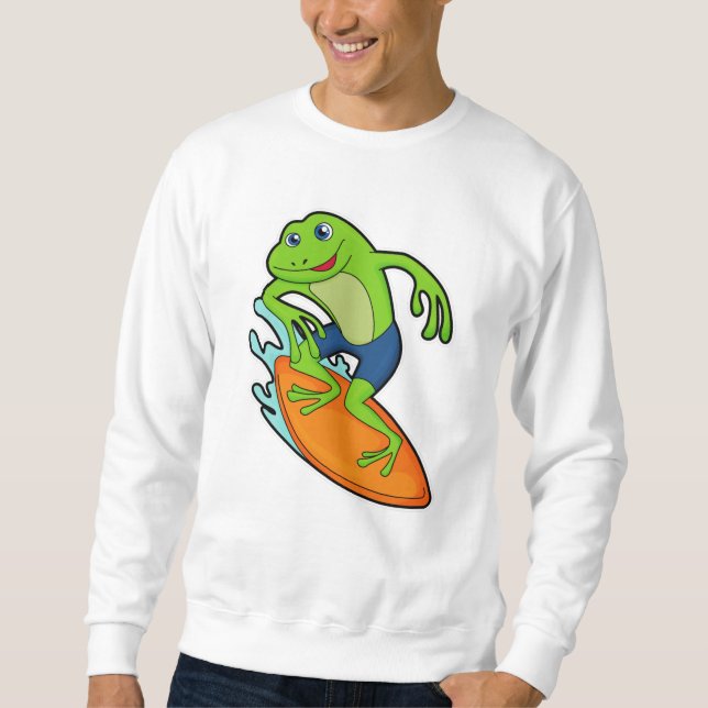 Frog as Surfer with Surfboard Sweatshirt (Front)
