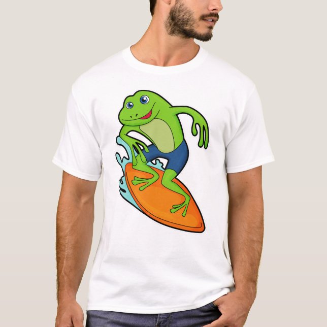Frog as Surfer with Surfboard T-Shirt (Front)