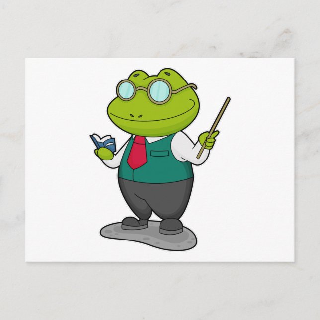 Frog as Teacher with Book Postcard (Front)