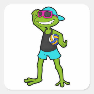 Frog as Volleyball player with Volleyball Square Sticker