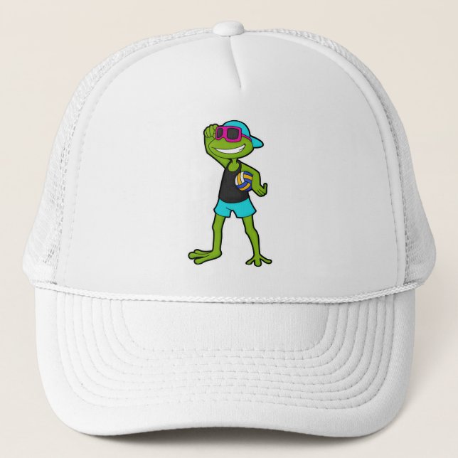 Frog as Volleyball player with Volleyball Trucker Hat (Front)