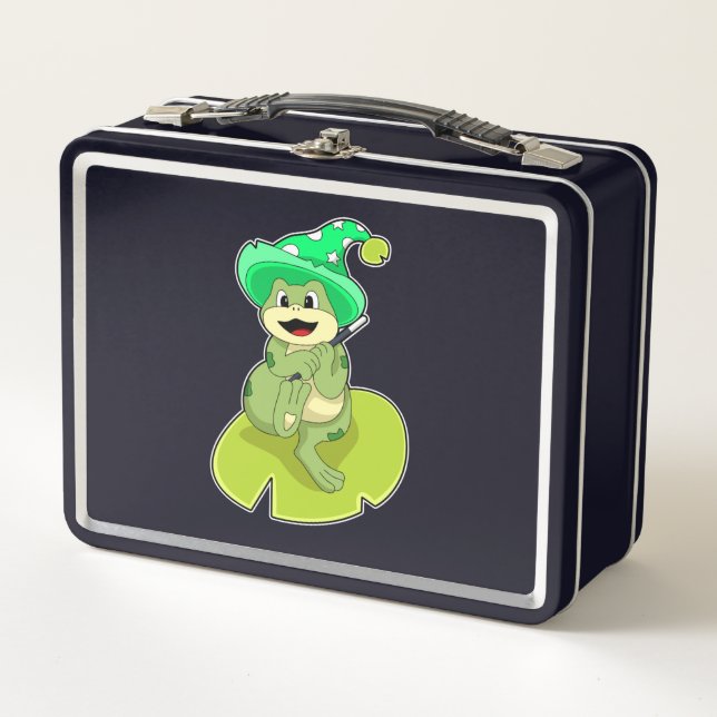 Frog as Wizard with Magic wand Metal Lunch Box (Front)
