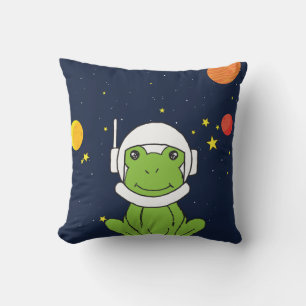 Frog Astronaut Animal With Space Helmet Clipart Throw Pillow