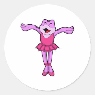 Frog at Ballet Dance with Skirt Classic Round Sticker