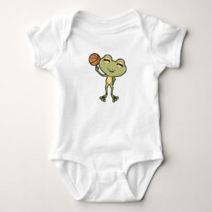 Frog at Basketball Sports Baby Bodysuit