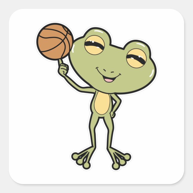 Frog at Basketball Sports Square Sticker (Front)