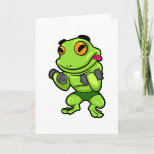Frog at Biceps training with Dumbbells Card