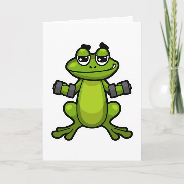 Frog at Biceps training with Dumbbells Card (Front)