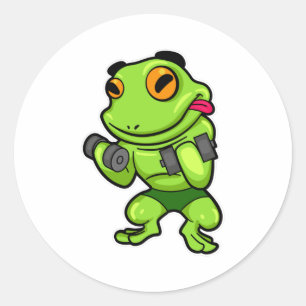 Frog at Biceps training with Dumbbells Classic Round Sticker