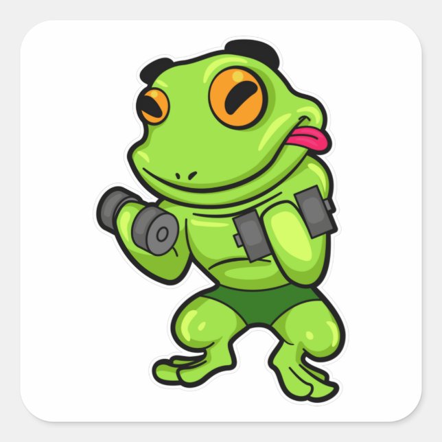 Frog at Biceps training with Dumbbells Square Sticker (Front)