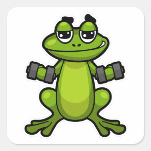 Frog at Biceps training with Dumbbells Square Sticker