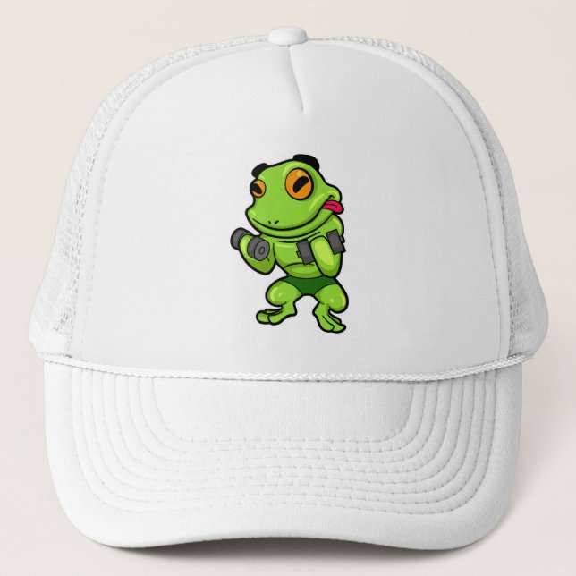 Frog at Biceps training with Dumbbells Trucker Hat (Front)