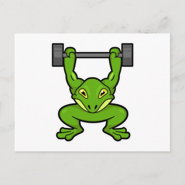 Frog at Bodybuilding with Barbell Postcard (Front)