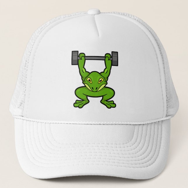 Frog at Bodybuilding with Barbell Trucker Hat (Front)