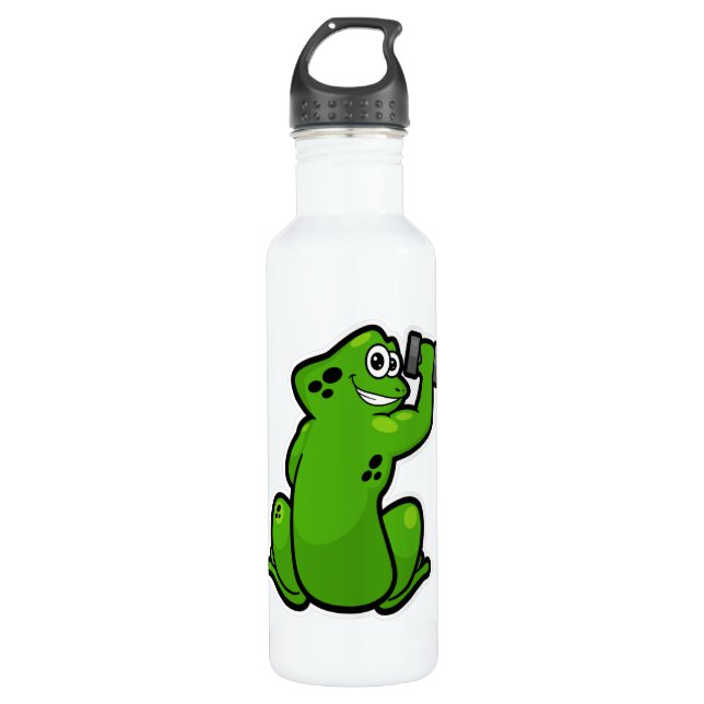 Frog at Bodybuilding with Dumbbell 710 Ml Water Bottle (Front)