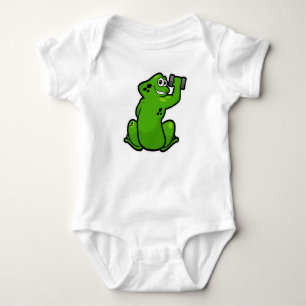 Frog at Bodybuilding with Dumbbell Baby Bodysuit
