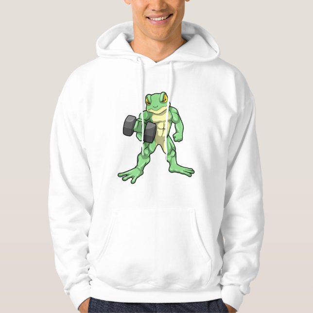 Frog at Bodybuilding with Dumbbell Hoodie (Front)