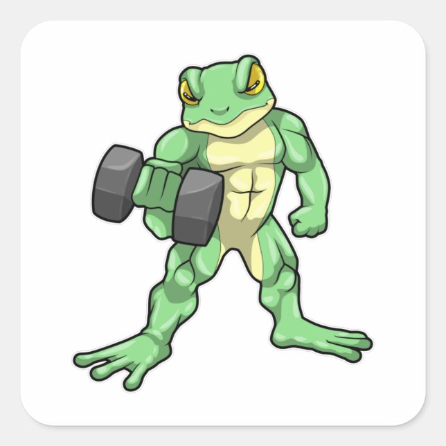 Frog at Bodybuilding with Dumbbell Square Sticker (Front)