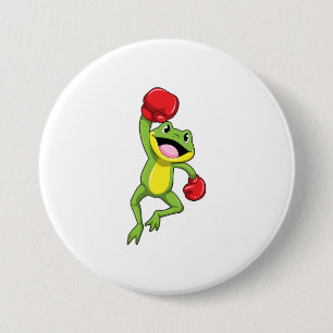 Frog at Boxing with Boxing gloves 3 Inch Round Button