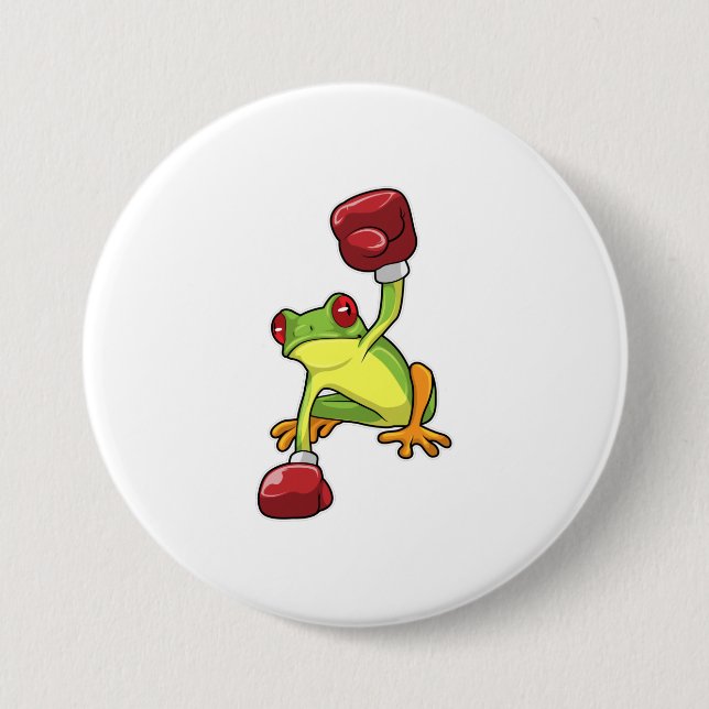 Frog at Boxing with Boxing gloves 3 Inch Round Button (Front)