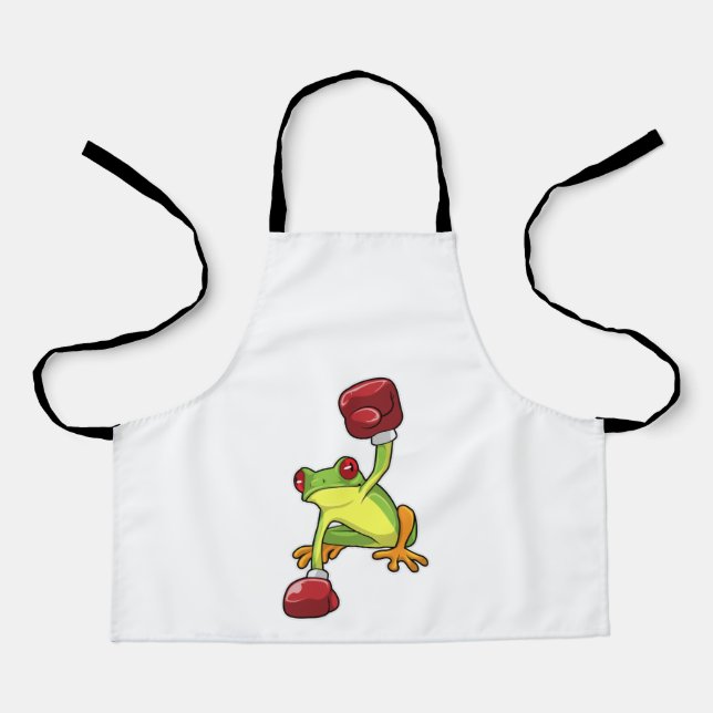 Frog at Boxing with Boxing gloves Apron (Front)