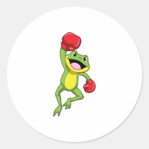 Frog at Boxing with Boxing gloves Classic Round Sticker