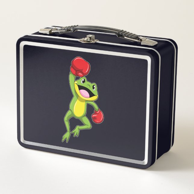 Frog at Boxing with Boxing gloves Metal Lunch Box (Front)