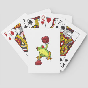 Frog at Boxing with Boxing gloves Playing Cards