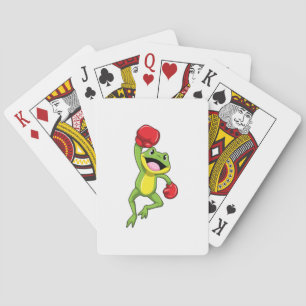 Frog at Boxing with Boxing gloves Playing Cards
