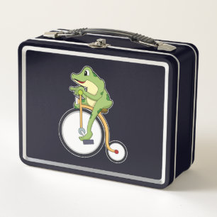Frog at Circus with Bicycle.PNG Metal Lunch Box