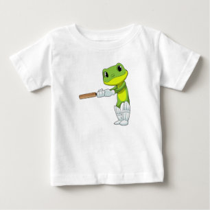 Frog at Cricket with Cricket bat Baby T-Shirt