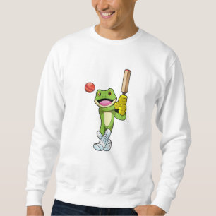 Frog at Cricket with Cricket bat Sweatshirt