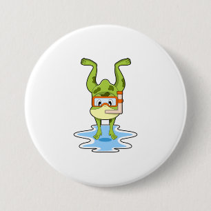 Frog at Diving with Snorkel 3 Inch Round Button