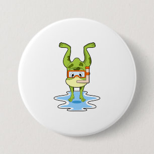 Frog at Diving with Snorkel 3 Inch Round Button