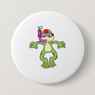 Frog at Diving with Snorkel 3 Inch Round Button