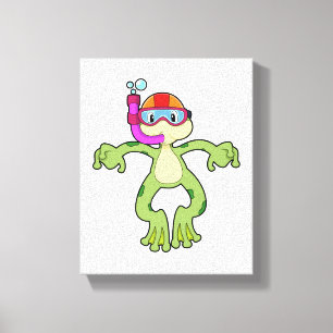 Frog at Diving with Snorkel Canvas Print