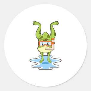 Frog at Diving with Snorkel Classic Round Sticker