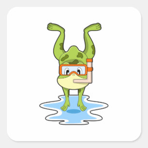 Frog at Diving with Snorkel Square Sticker