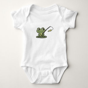 Frog at Fishing with Fishing rod Baby Bodysuit