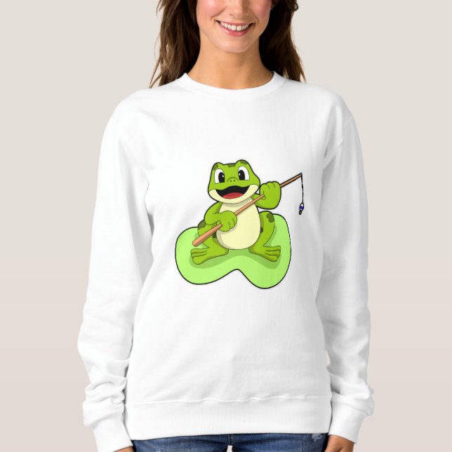 Frog at Fishing with Fishing rod Sweatshirt (Front)