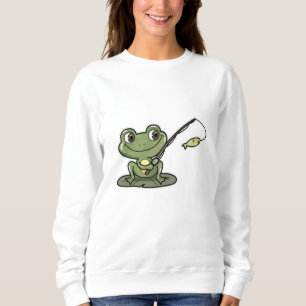 Frog at Fishing with Fishing rod Sweatshirt