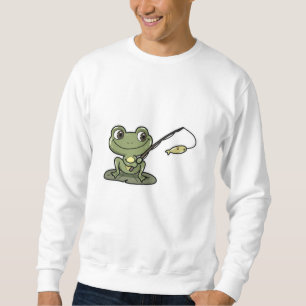 Frog at Fishing with Fishing rod Sweatshirt