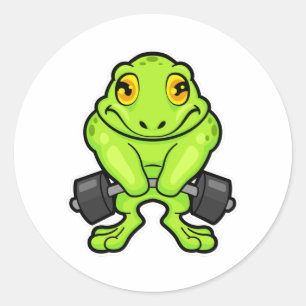 Frog at Fitness with Barbell Classic Round Sticker
