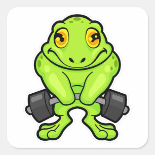 Frog at Fitness with Barbell Square Sticker