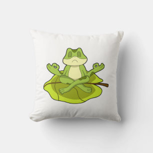Frog at Meditate Throw Pillow