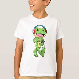 Frog at Music with Headphone T-Shirt