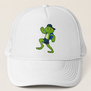 Frog at Running with Backpack & Hat